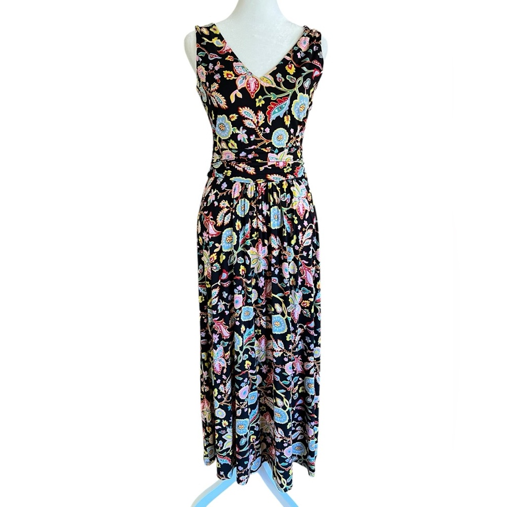 BODEN Sienna Jersey Maxi Dress in Black Opulent Paradise Sz 2 $130 Floral Flowy
